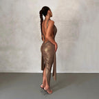 Open-Back Slit-Detail Maxi Dress