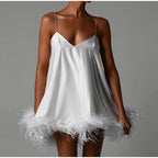 Strappy Dress with Feather Details