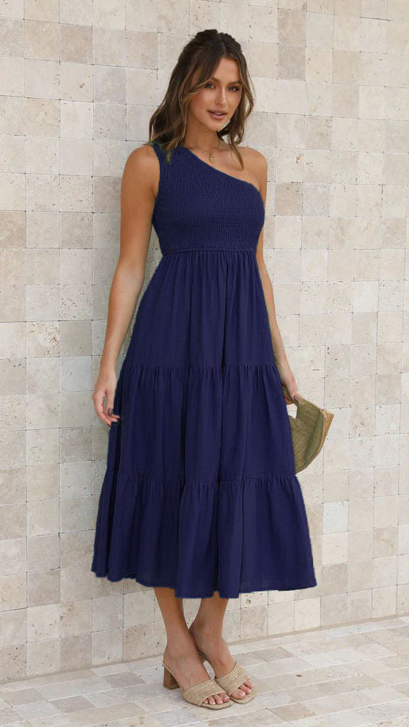 A-Line Sleeveless Dress with Ruched Details