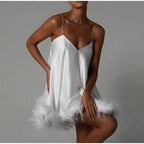 Strappy Dress with Feather Details