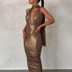 Open-Back Slit-Detail Maxi Dress