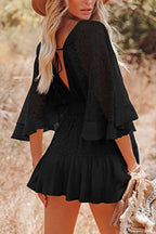 Batwing Boho Dress with Lace Details