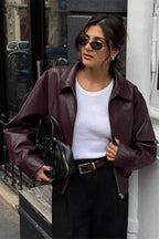 Red Faux-Leather Retro Jacket