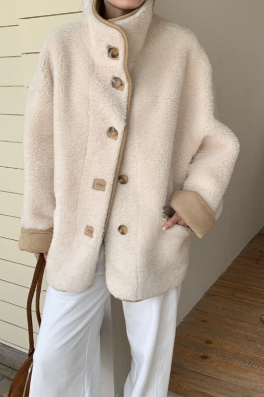 Cropped Coat with a High Neck