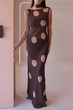 Polka-Dot Bodycon Sleeveless Maxi Dress