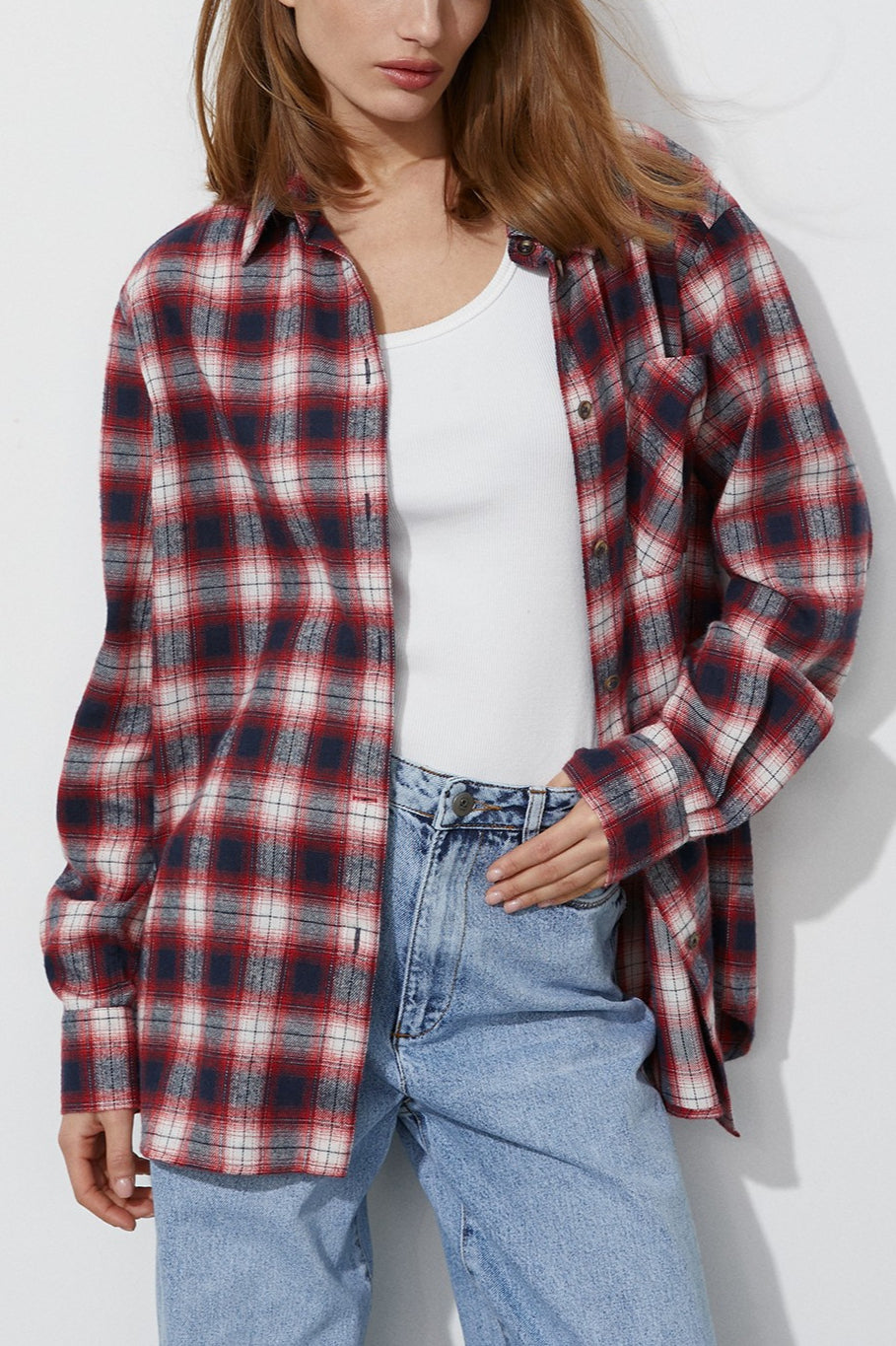 Checked Oversized Cotton Blouse