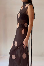Polka-Dot Bodycon Sleeveless Maxi Dress