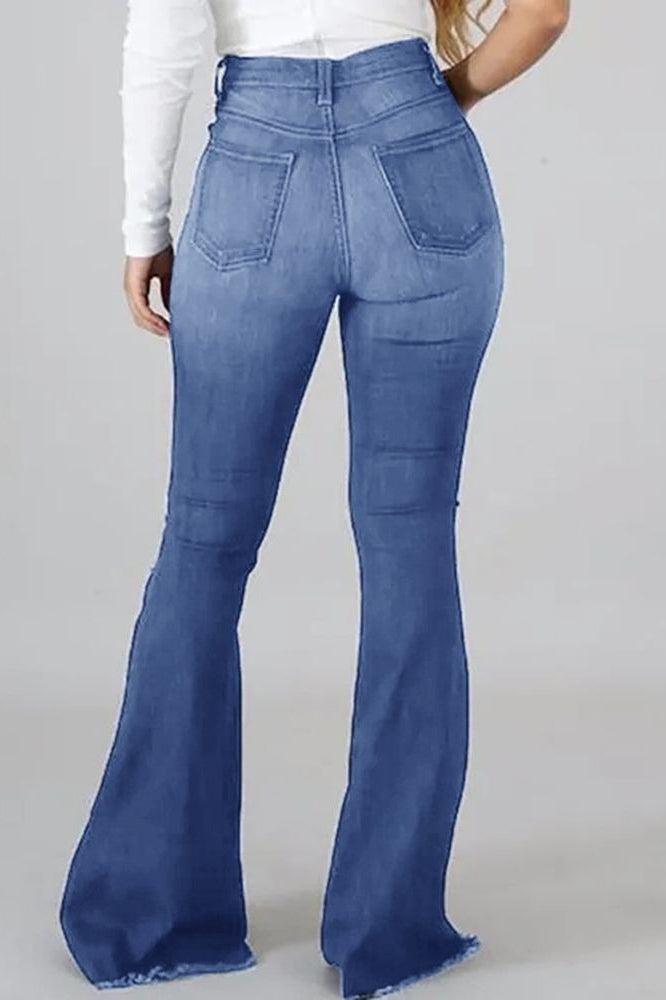 High-Rise Distressed Jeans