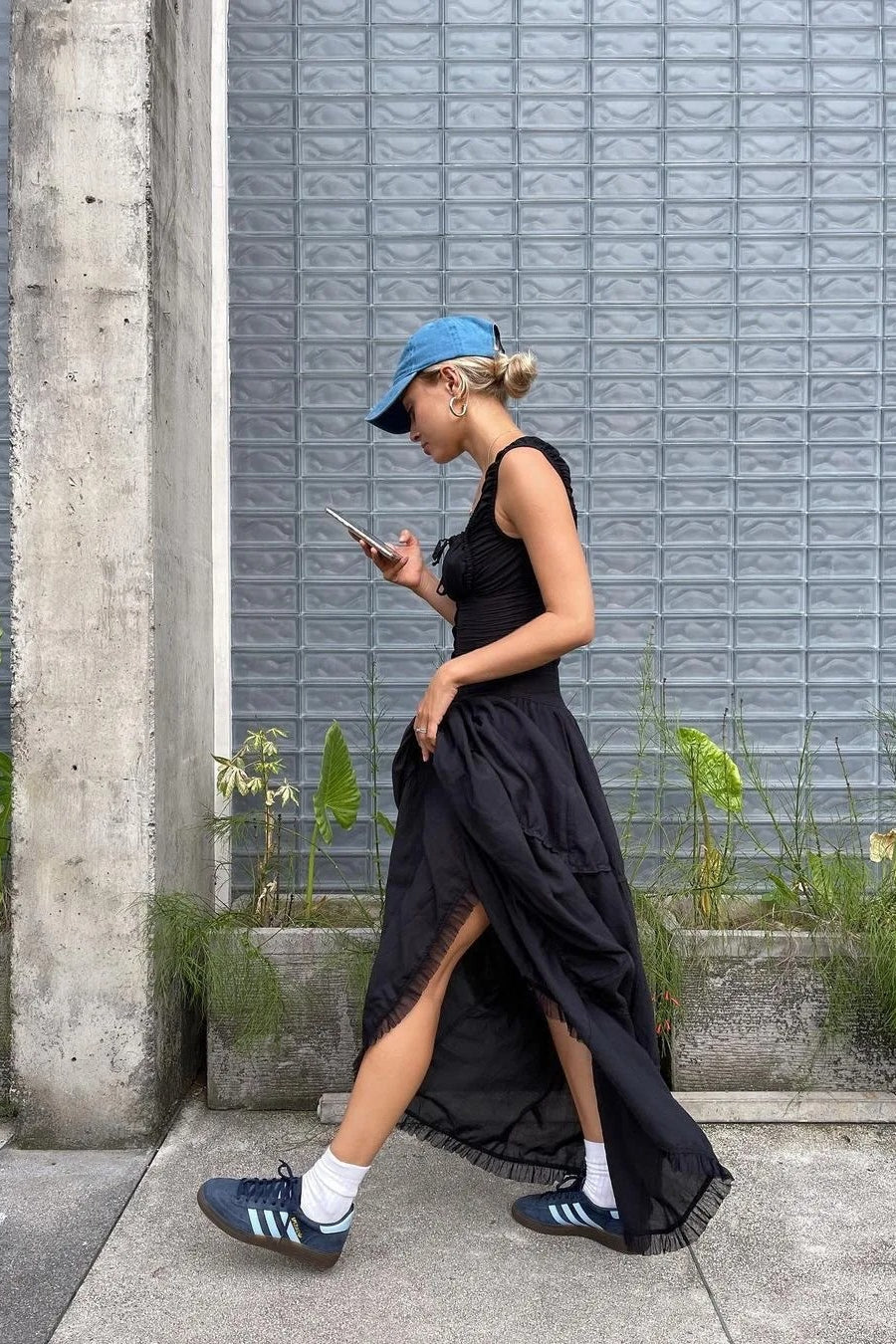 Strapless Cotton Maxi Tank Dress with Zip Details