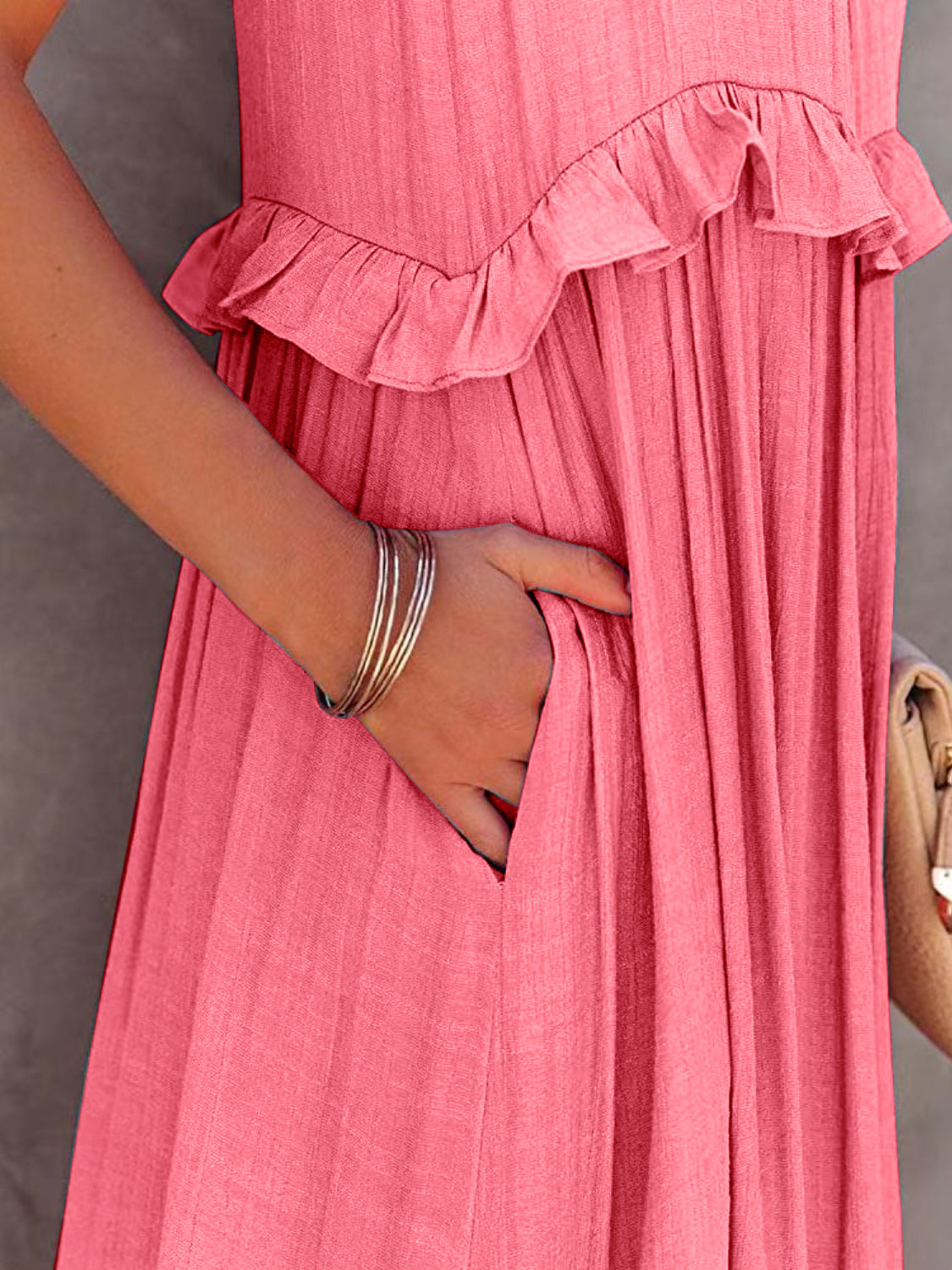 Tiered High-Low Maxi Dress with Ruffle Details
