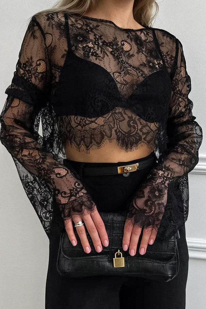 Sheer Tiered Co-Ord Set with Lace Details