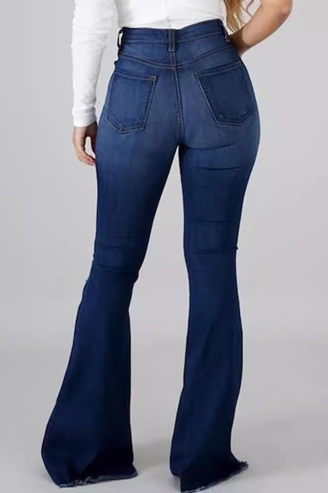 High-Rise Distressed Jeans