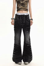Straight-Leg Washed Retro Jeans