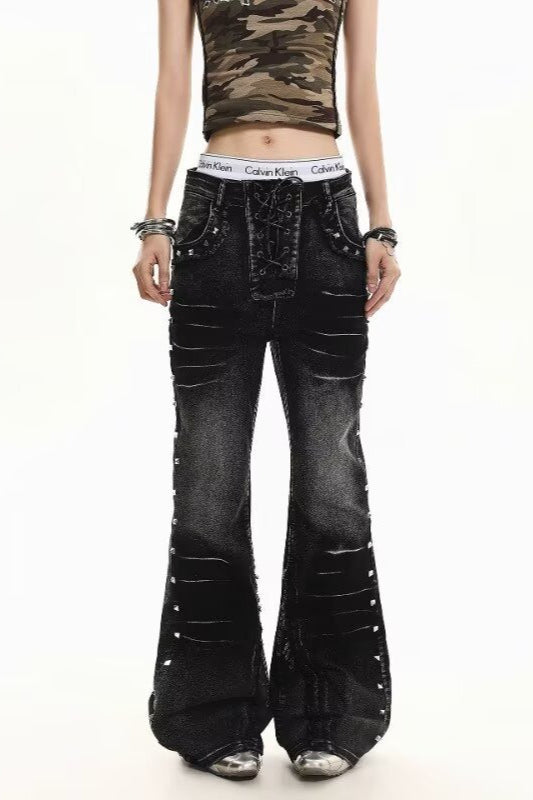 Straight-Leg Washed Retro Jeans