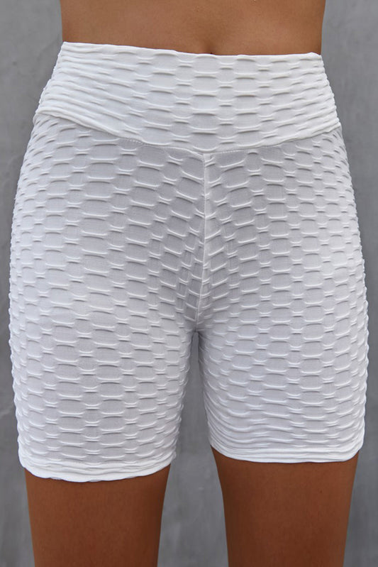 High Waisted Biker Shorts with Textured Detail