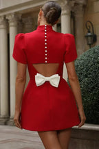 Petal-Sleeve Mini Dress