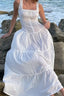 Strapless Cotton Maxi Tank Dress with Zip Details
