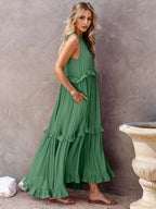 Tiered High-Low Maxi Dress with Ruffle Details