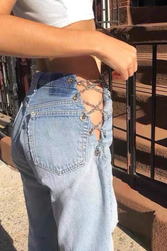High-Rise Fitted Jeans