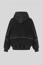 Oversized Washed Hoodie with Panel Seams