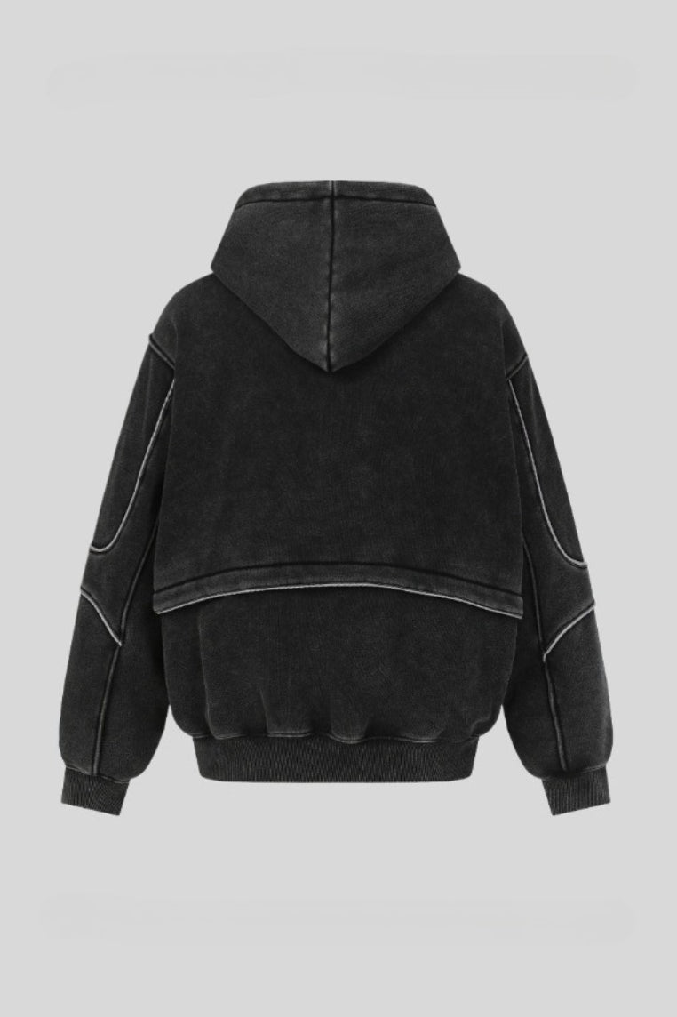 Oversized Washed Hoodie with Panel Seams