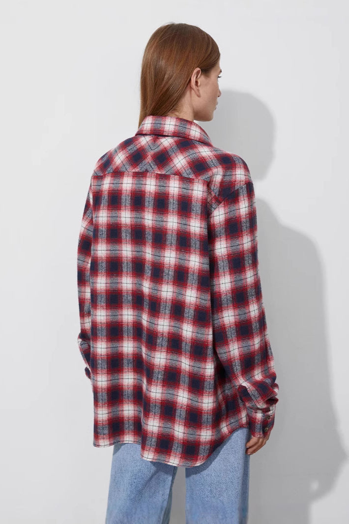Checked Oversized Cotton Blouse