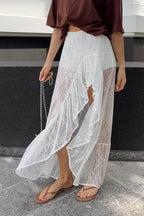 Lace Ruffled Sheer Skirt