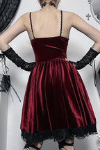 Tie-Waist Gothic Velvet Dress