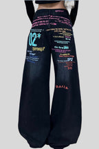 Lettered Wide-Leg Denim Jeans