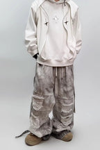 Wide-Leg Denim Washed Jeans