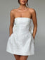 Jacquard Strapless Bow-Detail Mini Dress