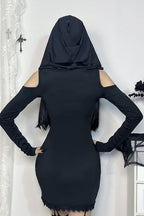 Lace-Trim Hooded Gothic Dress