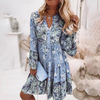 Floral Ruffled Ruched Dress