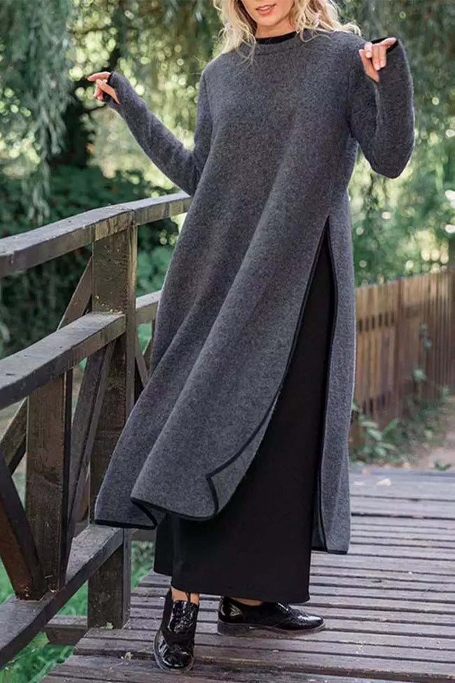 Knit Relaxed-Fit Midi Dress with Lace Details Main image
