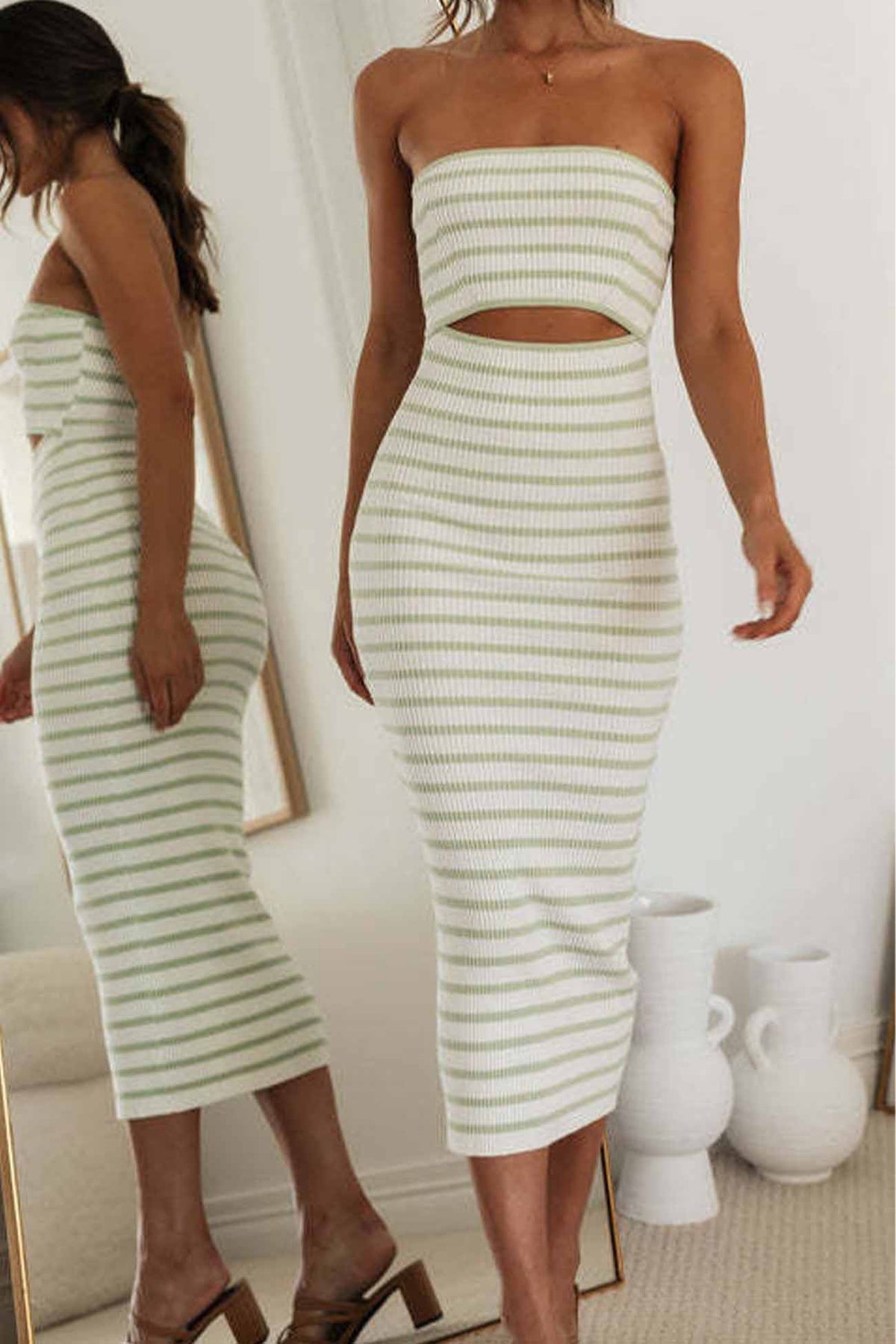 Striped Knit Sleeveless Dress