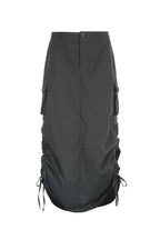 Ruched Pocket-Detail Midi Skirt with a Split Detail