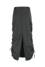 Ruched Pocket-Detail Midi Skirt with a Split Detail