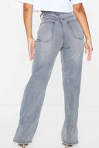 High-Rise Flared Distressed Jeans