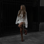 Relaxed-Fit Twist-Detail Mini Dress with Pleat Details