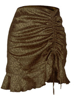 Leopard-Print Pleated Drawstring Skirt