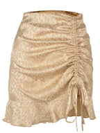 Leopard-Print Pleated Drawstring Skirt