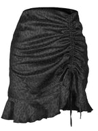 Leopard-Print Pleated Drawstring Skirt