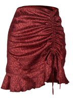 Leopard-Print Pleated Drawstring Skirt