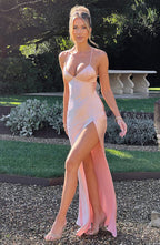 Satin Bias-Cut Maxi Dress
