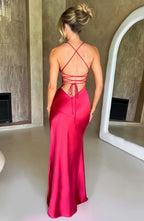 Satin Bias-Cut Maxi Dress