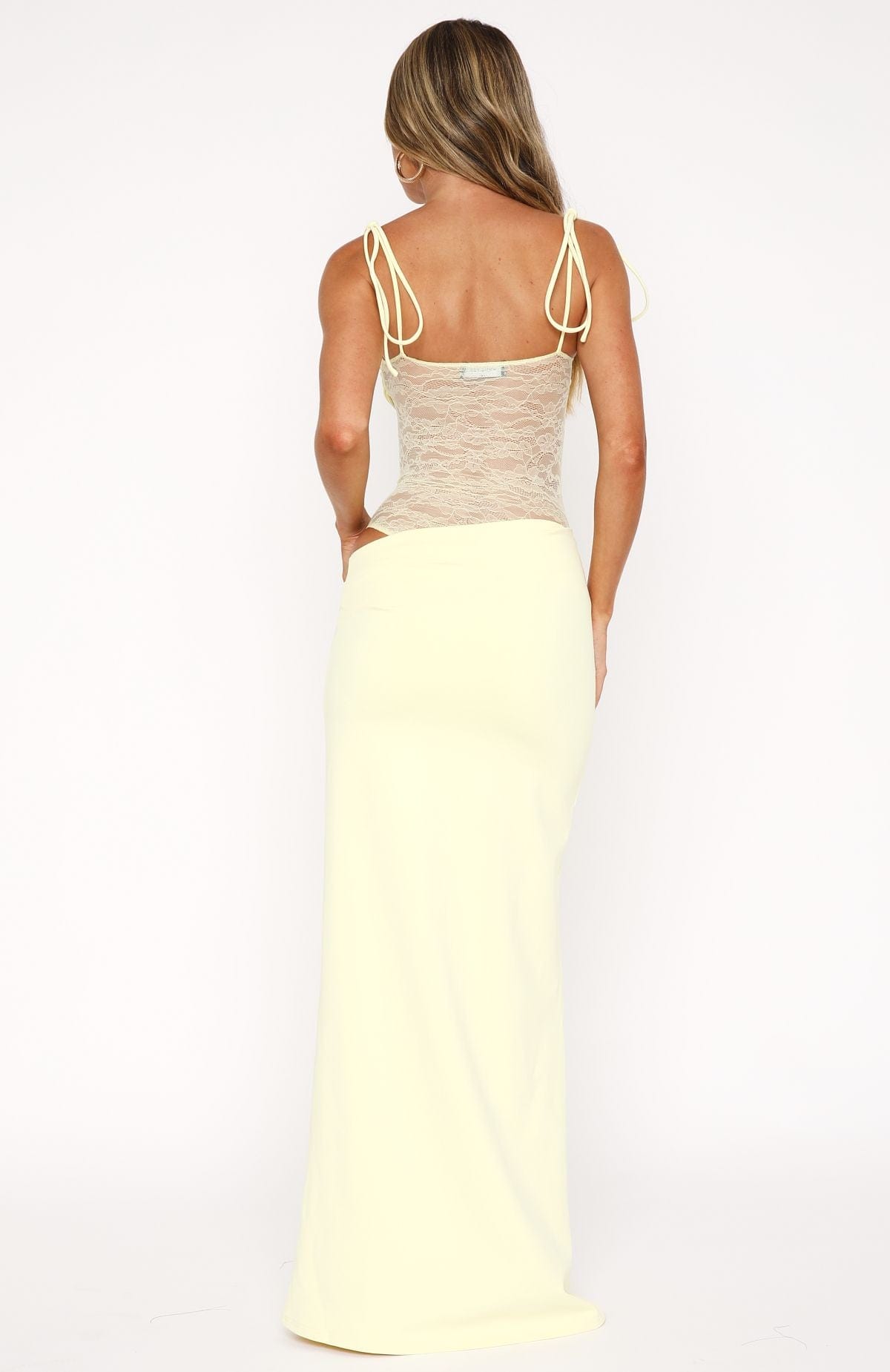 Lace Tie-Strap Sheer Maxi Dress