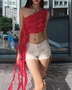 Asymmetric Top with Ruffle Details