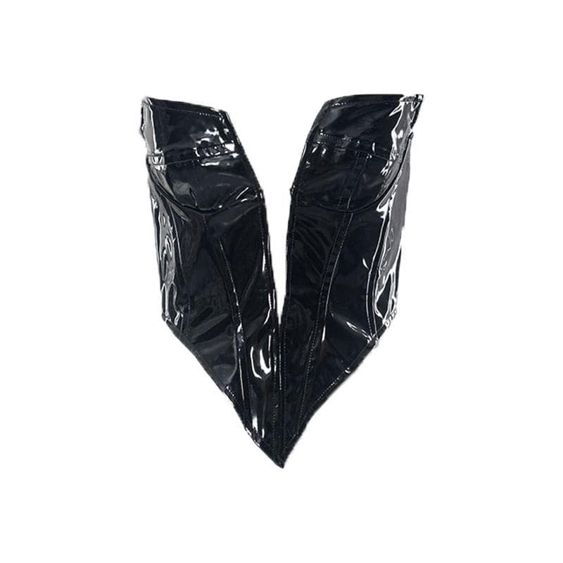 Strapless Open-Back Zip-Front Corset Top with a V-Neck