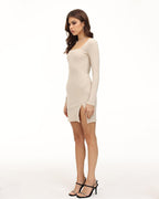 Ribbed Bodycon Dress with a Square Neck