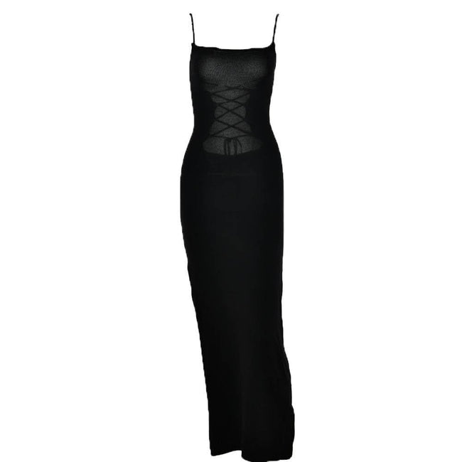 Square-Neck Strappy Open-Back Maxi Dress with a Split Detail Main image